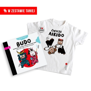 BUDO | AIKIDO – książka, przypinka, koszulka (2 wzory) – zestaw