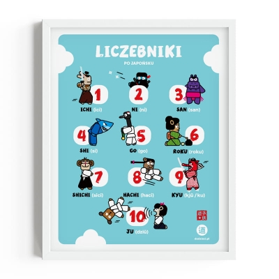Plakat Liczebniki po japońsku - liczby od 1 do 10 po japońsku dla dzieci trenujących sztuki walki