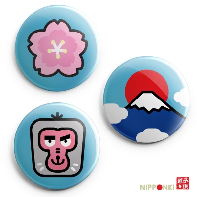 trzy przypinki saru sakura fujiyama